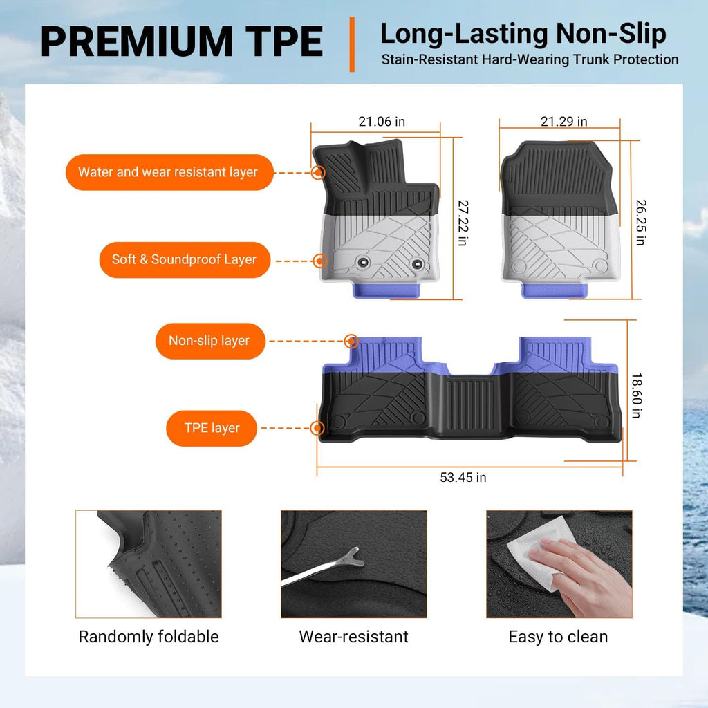 powoq Floor Mat Compatible with 2026 Toyota RAV4 Floor Liner (NOT for PHEV/Subwoofer) TPE Backrest Trunk Mat Replacement for 2026 Toyota RAV4 Accessories (Trunk Mat+Backrest Mat+Floor Mats)