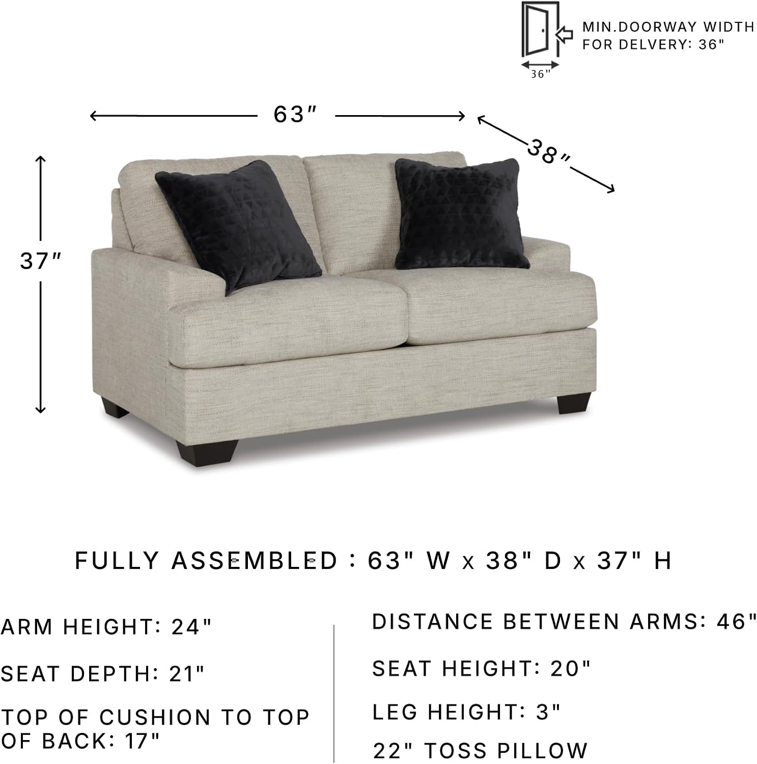 Signature Design by Ashley Vayda Contemporary Loveseat for Living Room, Beige