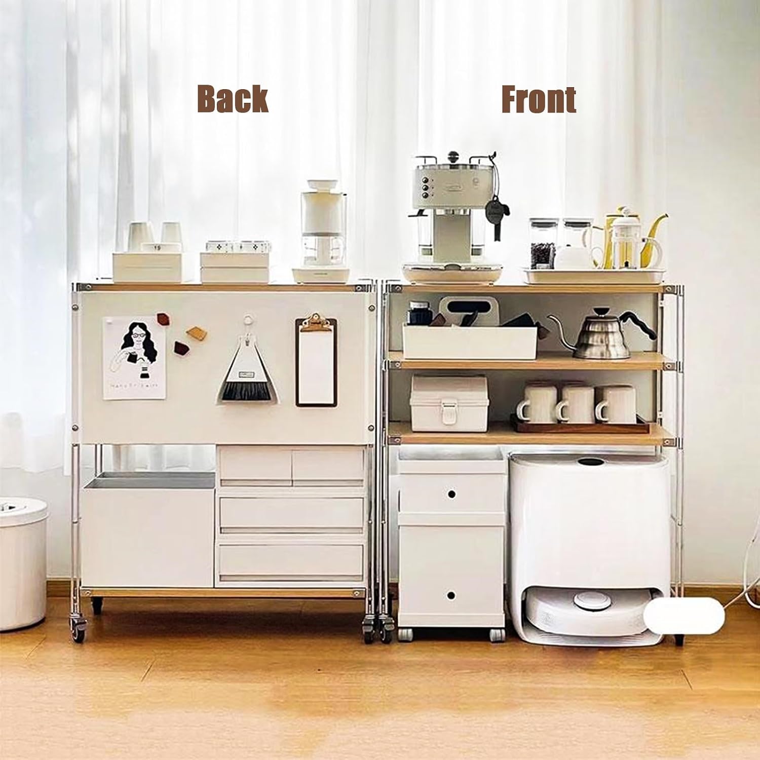 Self Emptying Robot Vacuum Cleaner Storage Cabinet with Doors Magnetic, Automated Robotic Concealment Unit Integrated Console Side Table for Living Room, Office, Home, and Kitchen wood 25*16.14*36.6