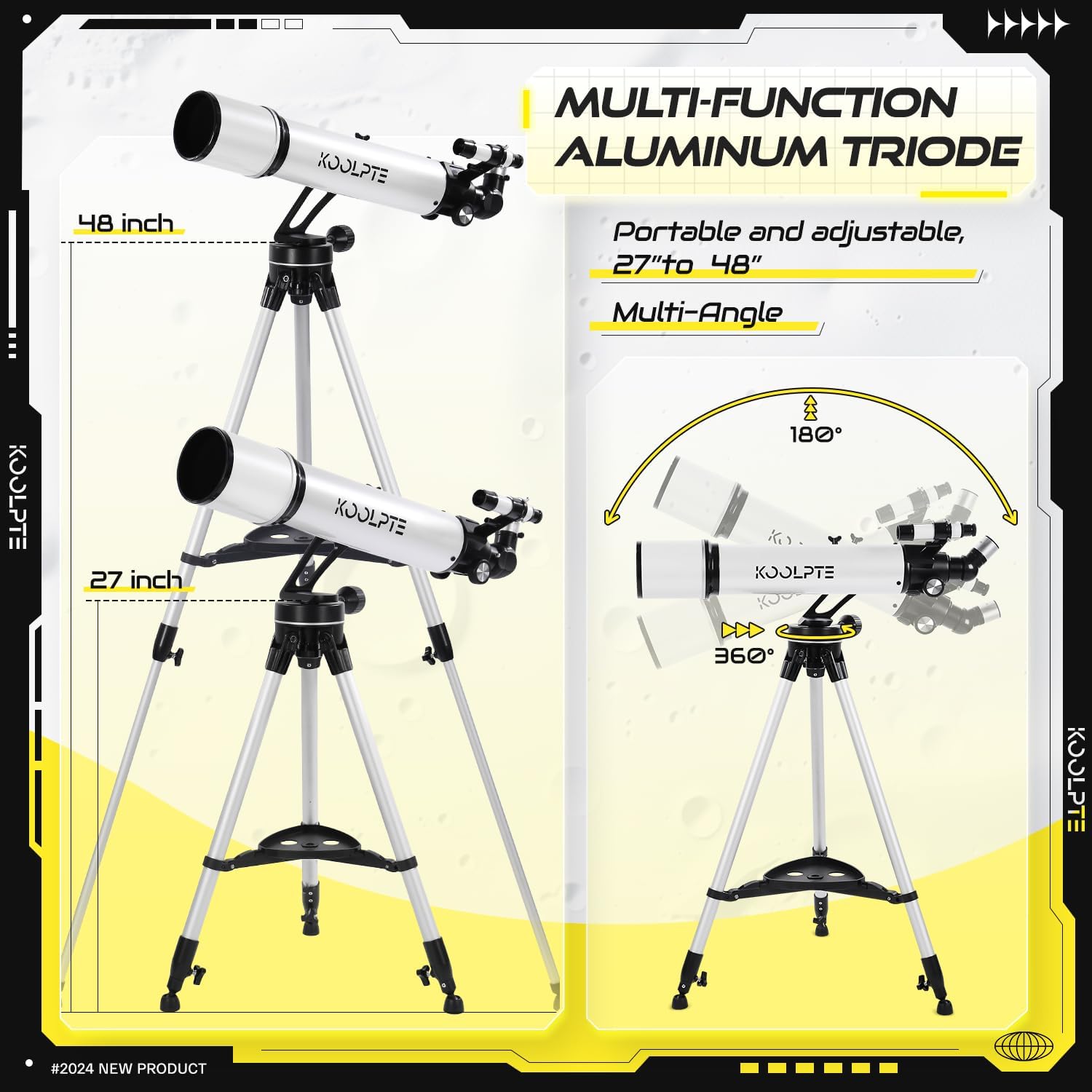 Telescope,90mm Aperture 700mm with Vertisteel AZ Mounting Slow-Motion Mount, High Power Telescopes for Adults Astronomy, Easy for Beginners, with Carry Bag,Wireless Remote Control, Phone Adapter,White