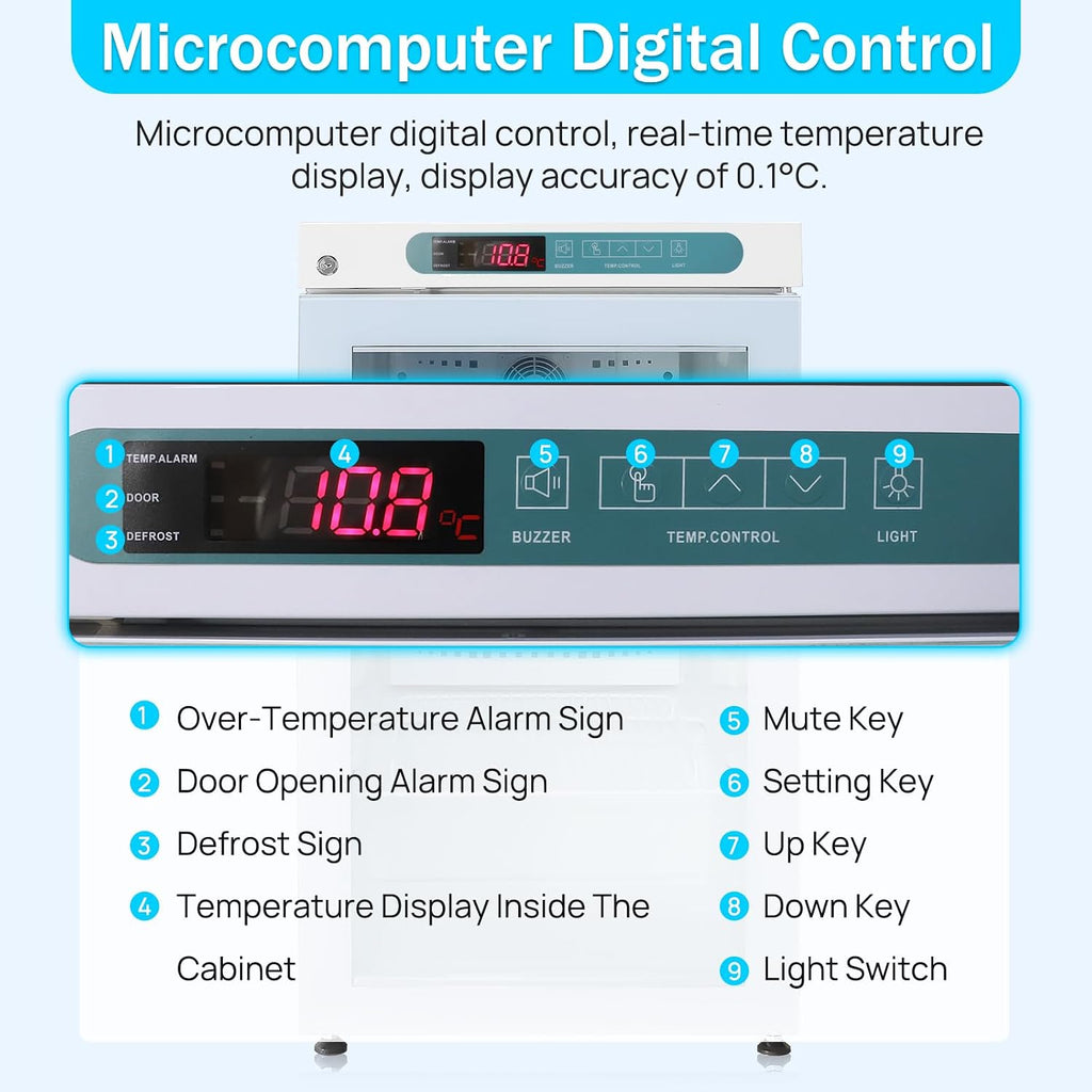 Lab Refrigerator, 2-8℃, 105L/3.7Cu.Ft, 110V, 20'' Wide Medical Refrigerator, LED Lighting Pharmacy Fridge, Digital Thermostat, Designed for Pharmacy, Medicine, Vaccine Storage