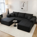 107.5' Cloud Sectional Couch with 1 Ottoman,Modern Modular Sofa with Deep Seat, Comfort U Shaped Sofa Couches for Living Room Bedroom Apartments,No Assembly Required, (Black,Left Facing Chaise)