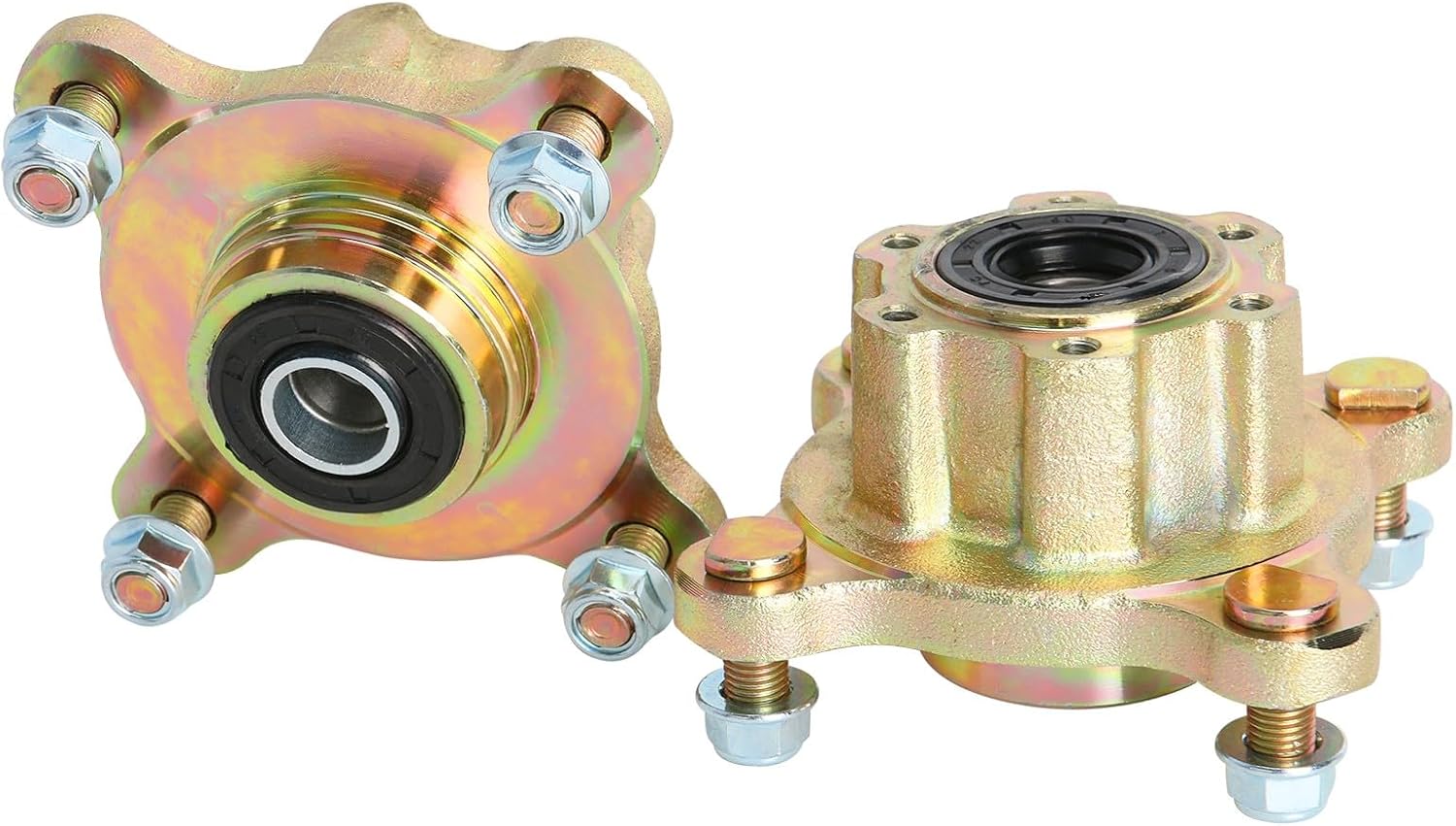 4 Stud Front Wheel Hubs + Steering Knuckle Spindles + Twin Brake Caliper Assembly + Tie Rod End Ball Joiner for Go Kart Karting ATV UTV Golf Cart 4 Wheeler Buggy Drift Trike Quad