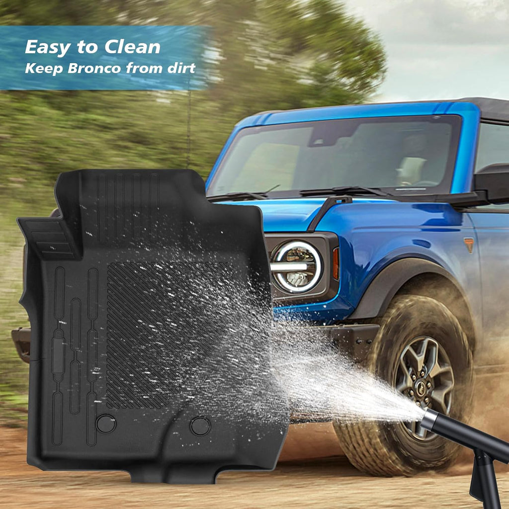 Floor Mats for Ford Bronco 4 Door 2026-2021 Full Sets All Weather Floor Mat for Ford Bronco Accessories 2026 2025 2024-2021 Rear Back Seat Cover Protector Trunk Frunk Cargo Liner Black