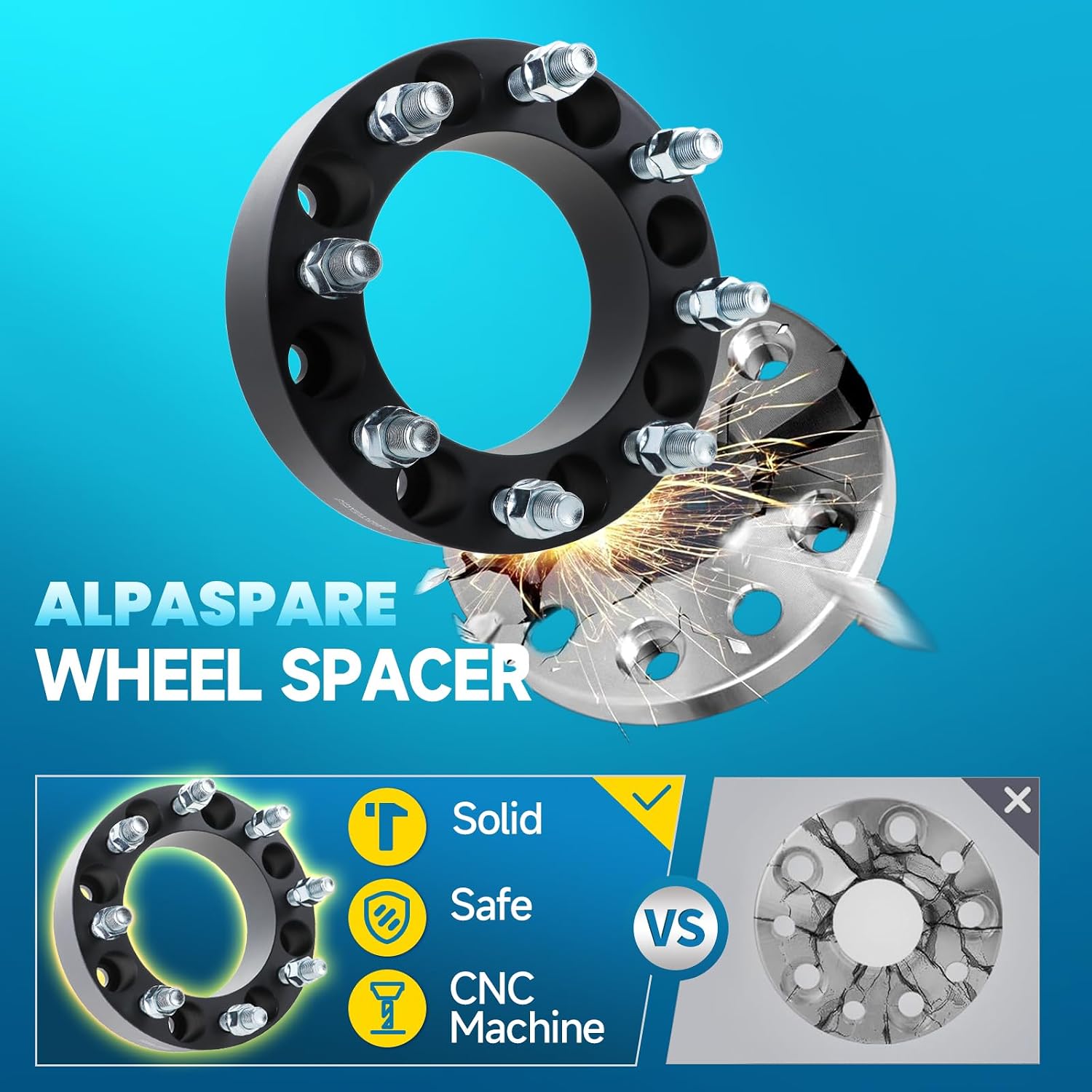 4pcs Wheel Adapters 6x5.5 to 8x6.5,Forged 2 inch Lug Centric with M14x1.5 Studs 108mm Hub Bore,Fits for Silverado 1500,Sierra 1500,Tahoe,Yukon,Suburban 1500