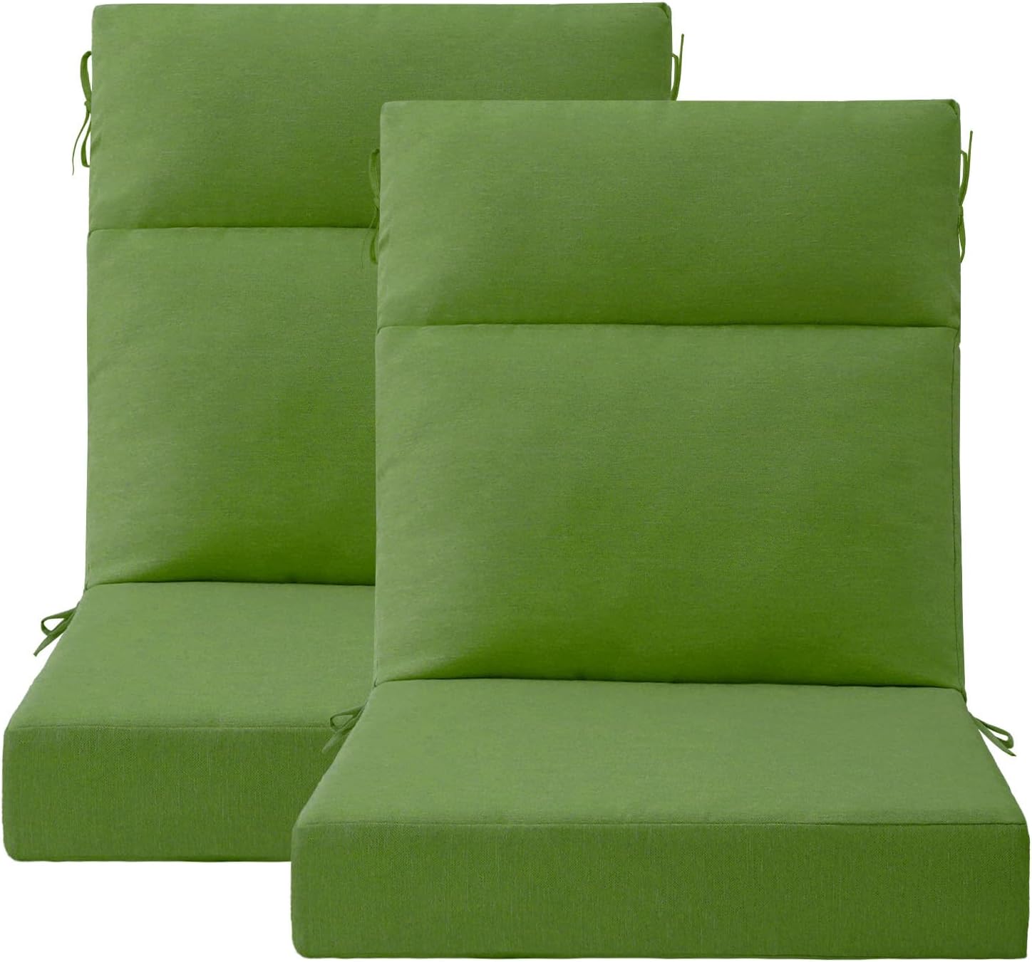 Unimatta Outdoor High Back Chair Cushion Seat Pads, 44 x 21 Inch Water-Repellent & Fade-Resistant Patio Furniture Cushions with Ties for Adirondack, Rocking Chairs, Lawn Green