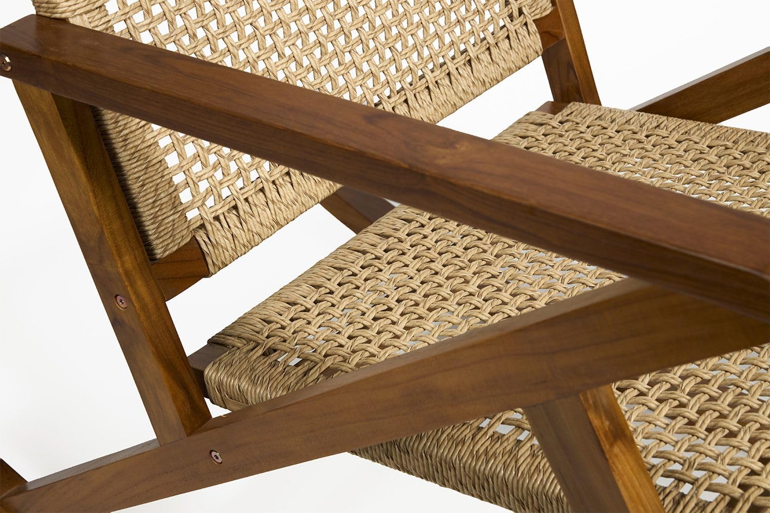 TeakCraft Teak Rocking Chair with Rattan Seat for Adults, Indoor & Outdoor Rocking Chair, Accent Chair, Durable for Patio, Porch, Garden, Living Room, Nursery, Balcony, All Season, The Alinda