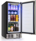 KOTEK 115 Cans Beverage Refrigerator, 32 to 50℉, Under Counter Freestanding Beverage Cooler w/Lockable Stainless Steel Door for Drinks and Food, 2.9 Cu.ft, Mini Beer Fridge for Bedroom, Dorm, Home
