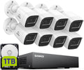 SANNCE 1080P Wired Security Camera System, CCTV 8 Channel 5-in-1 DVR with 1TB Hard Drive and 8Pcs Outdoor Day/Night Surveillance Cameras, Easy Remote Access, Motion Detection, 100ft Night Vision