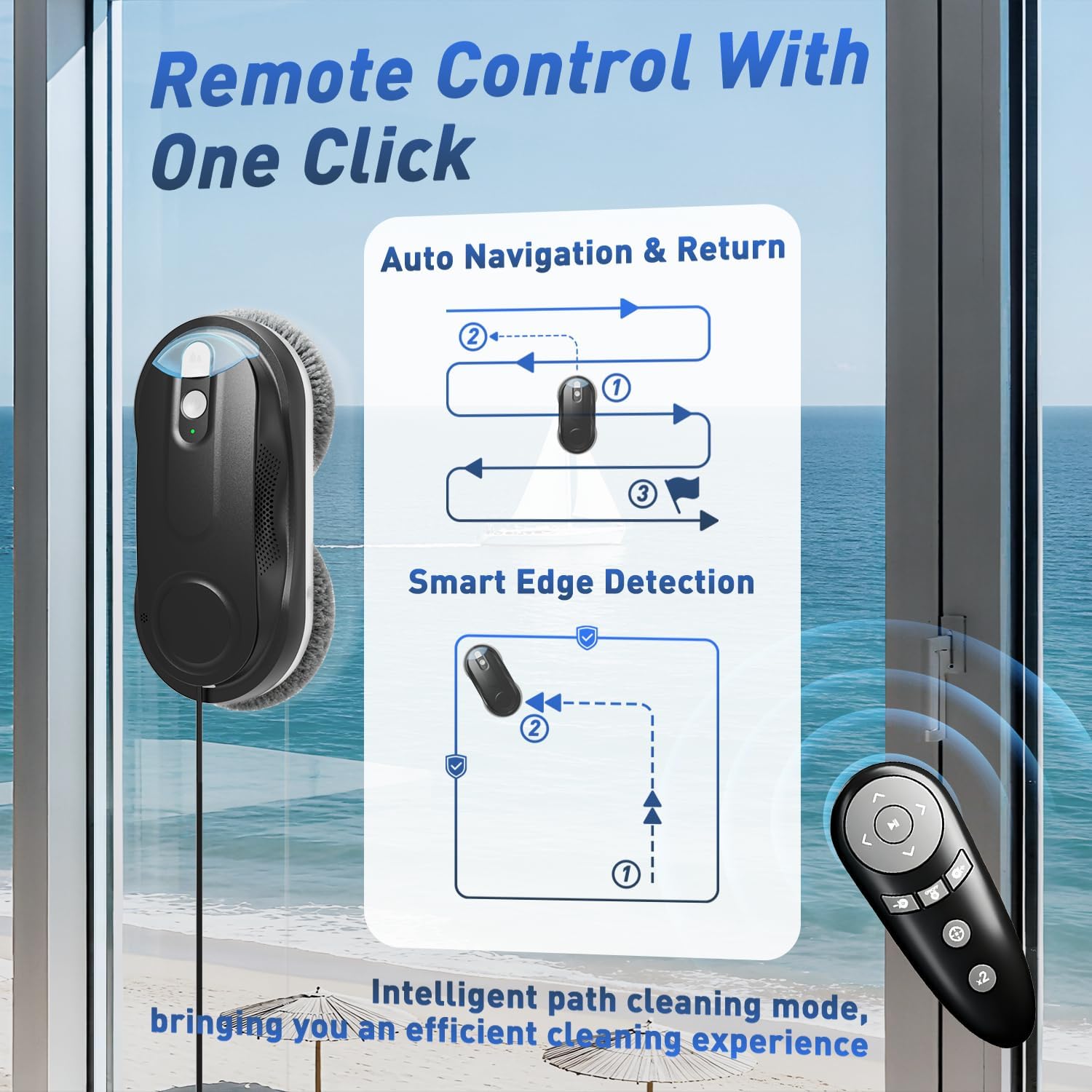 KKI Window Cleaning Robot, Automatic Window Cleaner Robot, Dual Spray, Max 3200Pa, AI Path Planning & Edge Detection, Remote Control for High-Rise Windows, Glass,Door,10xCloths, X3