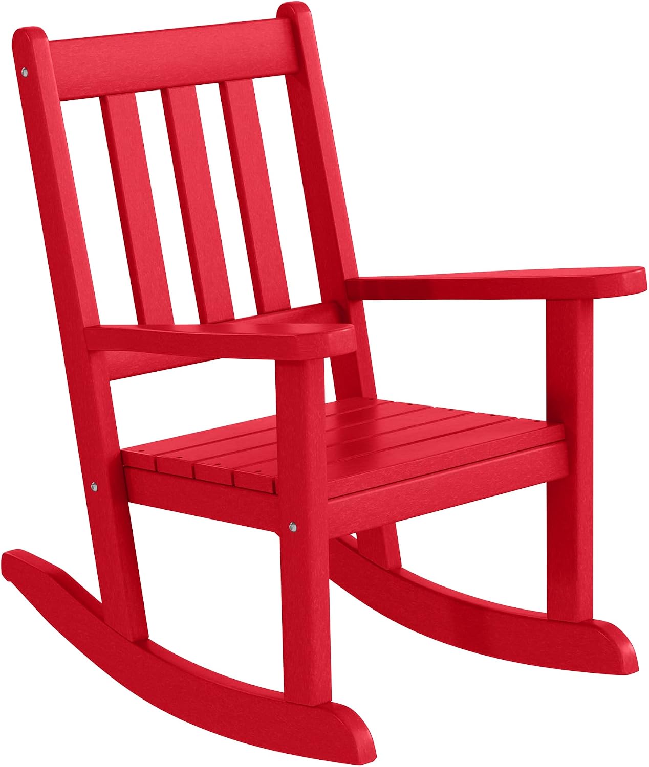 WestinTrends Malibu 3-Piece Kids Outdoor Rocking Chairs Set with Kids Square Side Table, Red