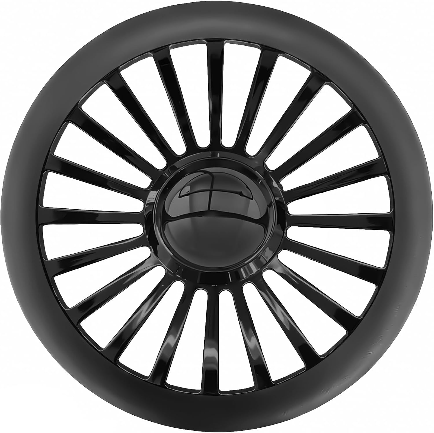 X-AVION 14' 'Radiator Spoke Design' Style Billet Aluminum 9-Bolt Steering Wheel, Black Leather Half Wrap with 9-Bolt Dish Design & Mirror-Polished Black Horn Button, Fits Most 1967-94 GM Cars