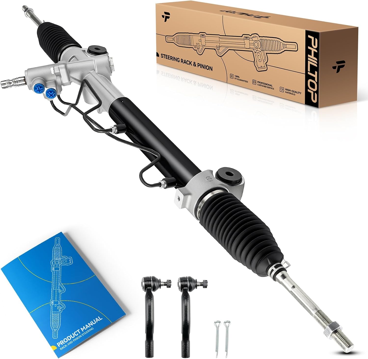 PHILTOP Hydraulic Power Steering Rack & Pinion Kit for 2007-2011 Camry GAS, 2007-2012 ES350, with Outer Tie Rod Ends, Replace# 26-2630