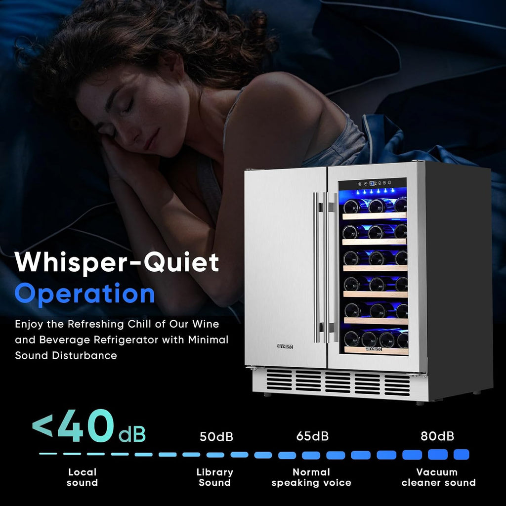 ORYMUSE 30' Stainless Steel Wine & Beverage Refrigerator - Dual Zone, Built-in/Freestanding with Upgraded Cooling - 30 Bottles & 110 Cans Capacity