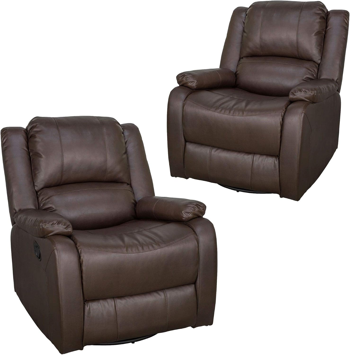 RecPro Charles Collection | 30' Swivel Glider RV Recliner | RV Living Room (Slideout) Chair | RV Furniture | Glider Chair (Chestnut, 2-Pack)
