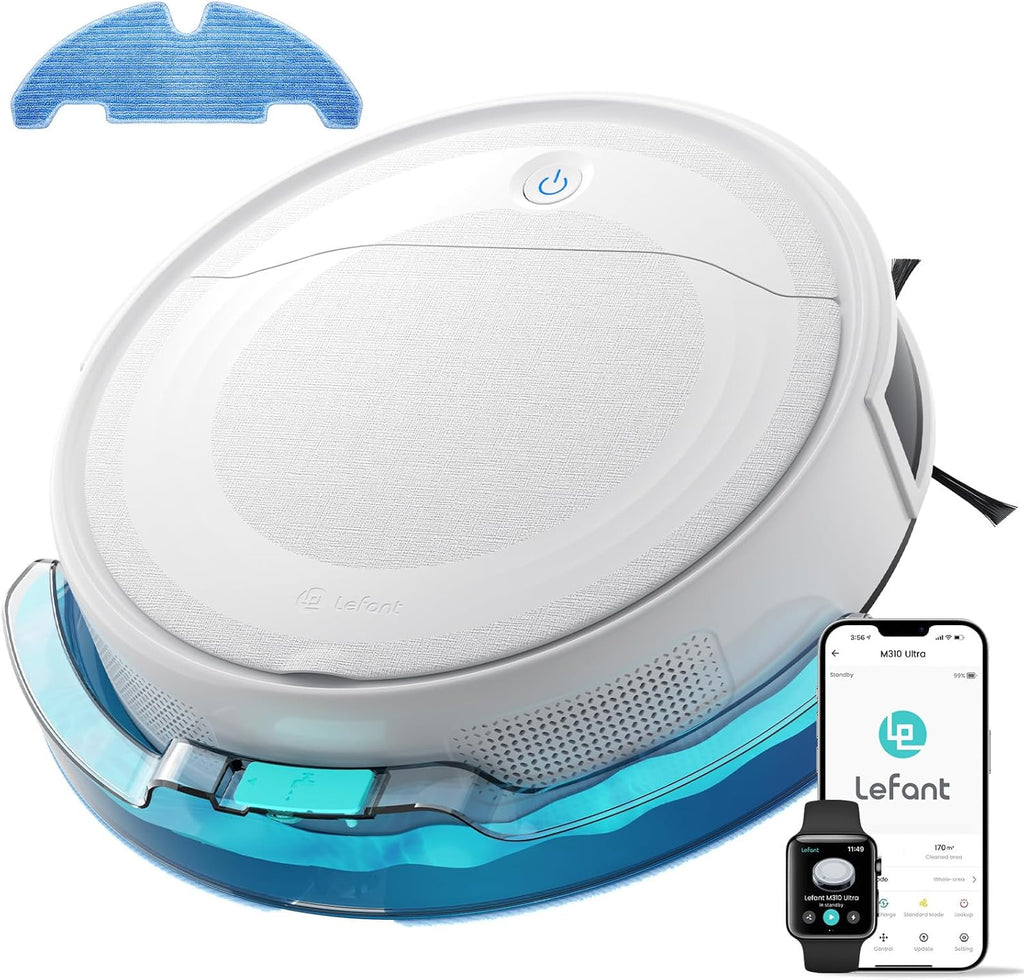 Lefant M310 Ultra Robot Vacuum and Mop, 6000Pa Suction-Slim Robotic Cleaner with ToF LiDAR Navigation, Accurate Obstacle Avoidance, WiFi/App/Alexa Control, 170min Runtime,