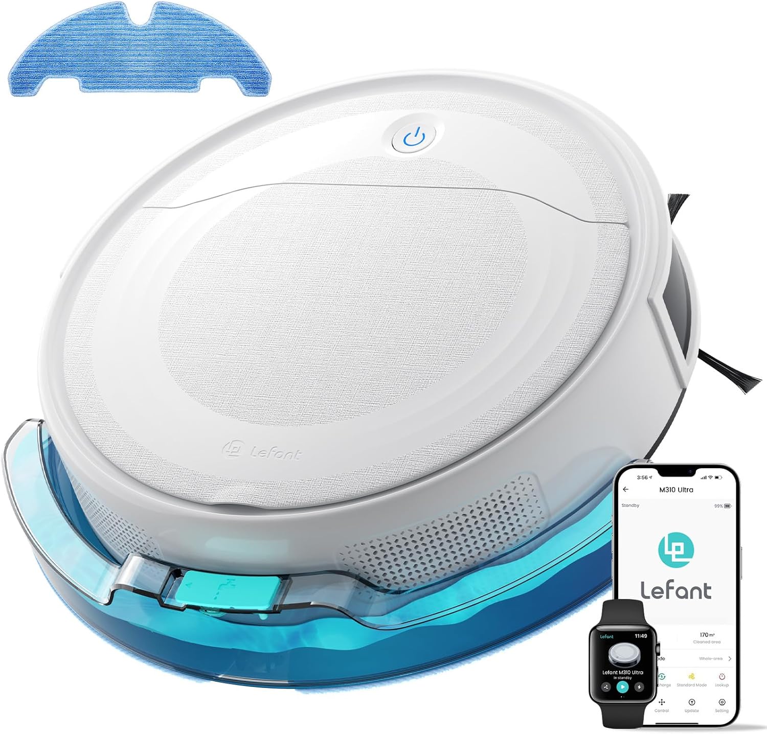 Lefant M310 Ultra Robot Vacuum and Mop, 6000Pa Suction-Slim Robotic Cleaner with ToF LiDAR Navigation, Accurate Obstacle Avoidance, WiFi/App/Alexa Control, 170min Runtime,