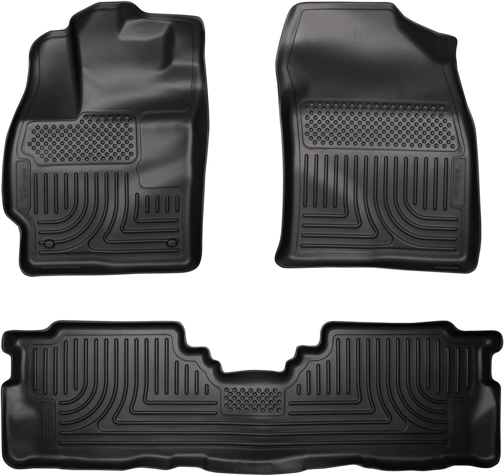 Husky Liners Weatherbeater Floor Mats | Fits 2012-2017 Toyota Prius V | Front & 2nd Row, 3-pc Black - 98911