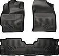 Husky Liners Weatherbeater Floor Mats | Fits 2012-2017 Toyota Prius V | Front & 2nd Row, 3-pc Black - 98911