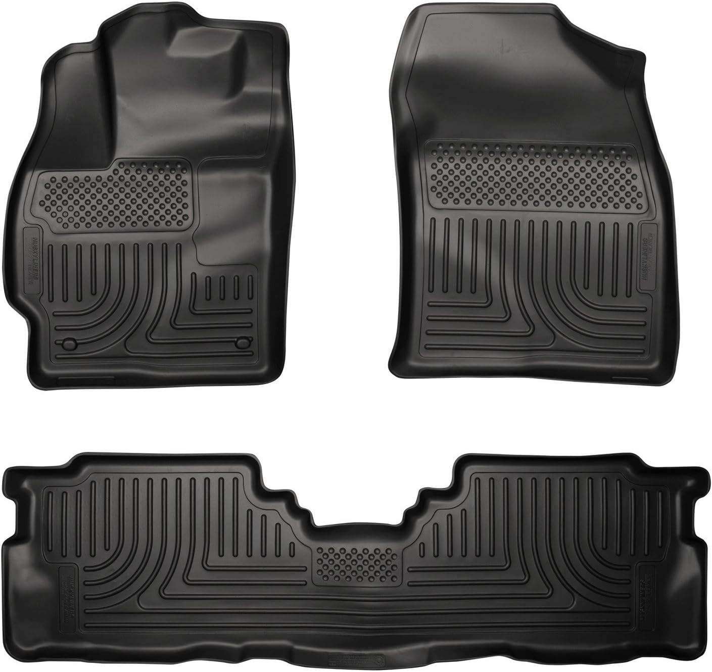 Husky Liners Weatherbeater Floor Mats | Fits 2012-2017 Toyota Prius V | Front & 2nd Row, 3-pc Black - 98911