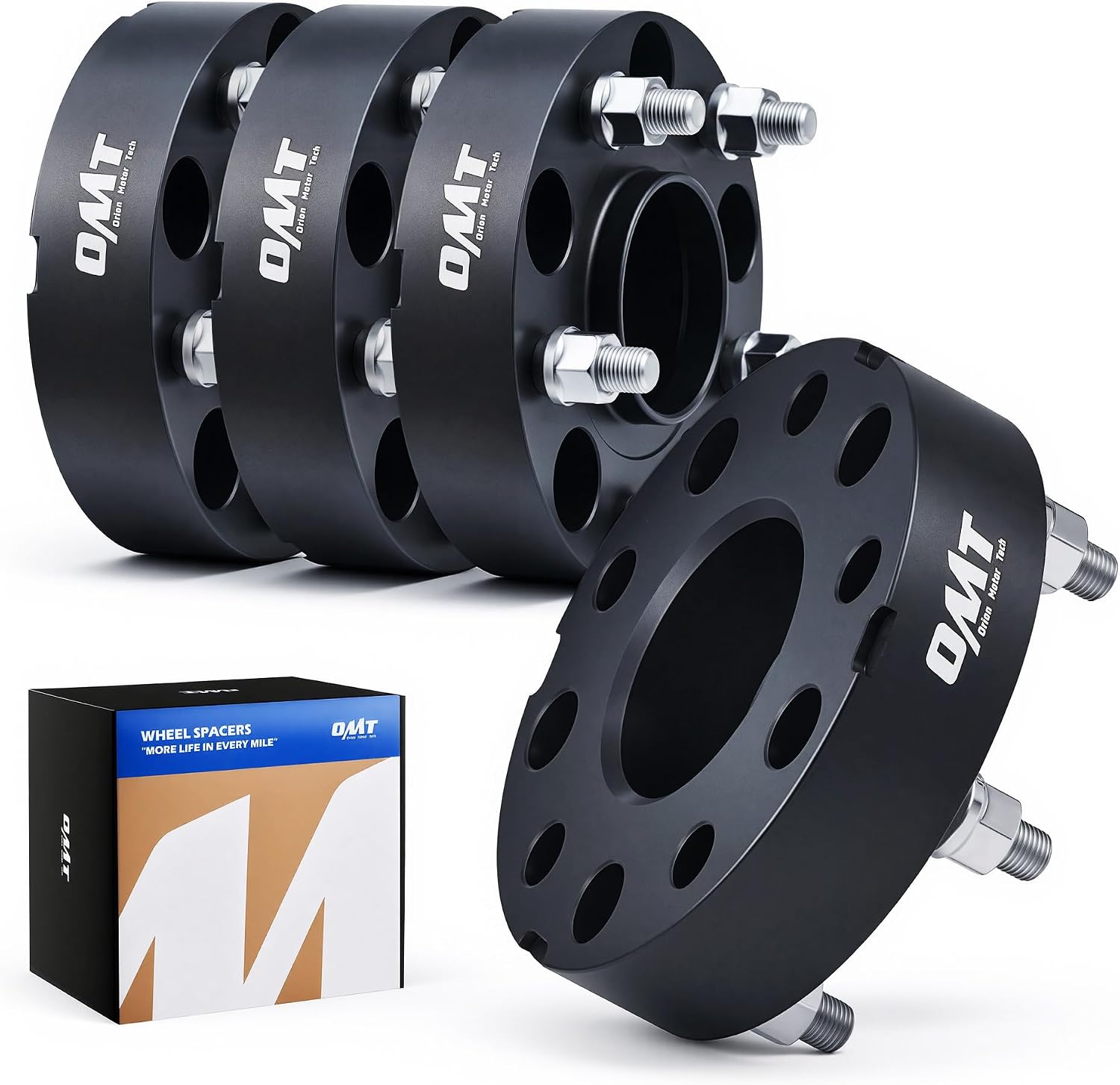 Orion Motor Tech 5x5 Wheel Spacers Compatible with Jeep Wrangler JK Grand Cherokee Commander, 1.5' Wheel Spacers with 1/2x20 Studs, 5x127 71.5 mm Hub Centric Wheel Spacer Kit, Set of 4, Black