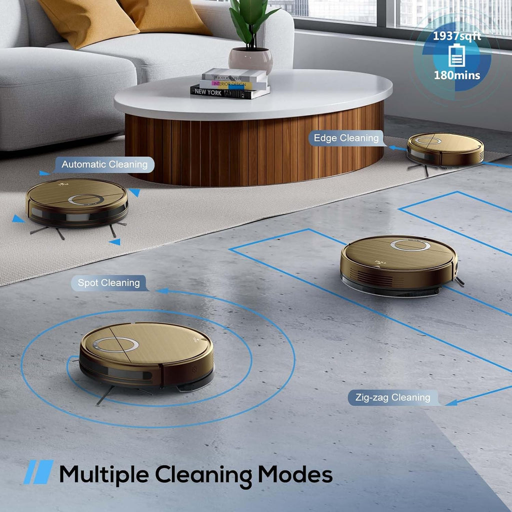 Robot Vacuum, 2 in 1 Robot Vacuum and Mop Combo for Pet Owners: Strong Suction, Anti-Tangle Brushless Inlet, Picks Up Dog & Cat Hair, Wet Mopping Removes Paw Prints, Auto-Recharge with Schedule