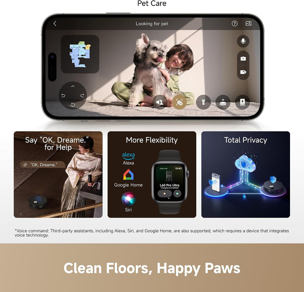 DREAME L60 Pro Ultra Robot Vacuum and Mop with Auto-Empty, 35,000Pa Suction, Hot Water Mop Self-Cleaning, and Smart Obstacle Avoidance, Black