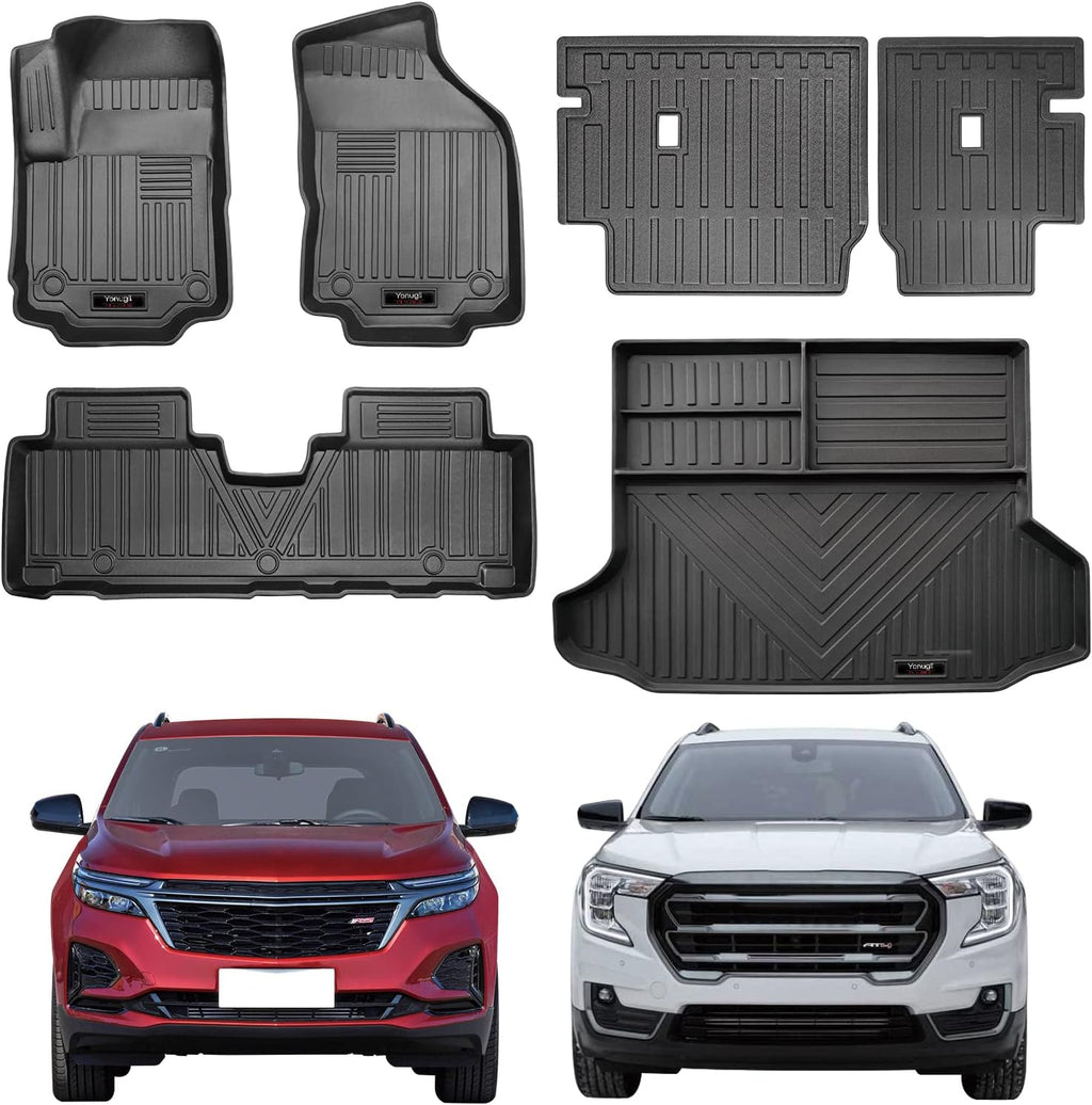 for 2018-2024 Chevy Equinox/GMC Terrain Floor Mats Cargo Liner TPE All Weather Rubber Protection Mats for Chevrolet Equinox Accessories (for 2018-2024 Chevy Equinox Full Set)