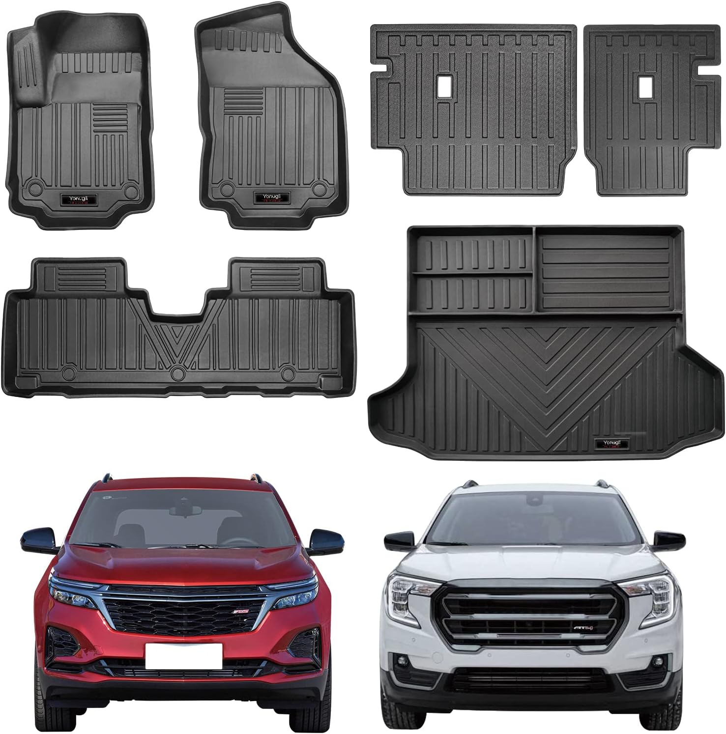 for 2018-2024 Chevy Equinox/GMC Terrain Floor Mats Cargo Liner TPE All Weather Rubber Protection Mats for Chevrolet Equinox Accessories (for 2018-2024 Chevy Equinox Full Set)
