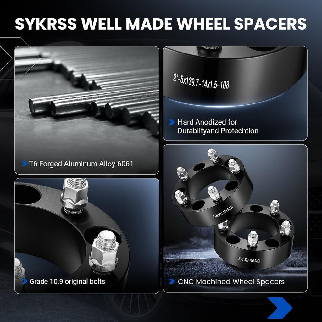 2 inch 5x5.5 Wheel Spacers Compatible with RAM 1500 2012-2018,108mm Center Bore & 5 Lug M14x1.5 Studs & 139.7mm Forged Wheel Spacer Compatible with RAM 1500 Classic 2019-2022,4PCS