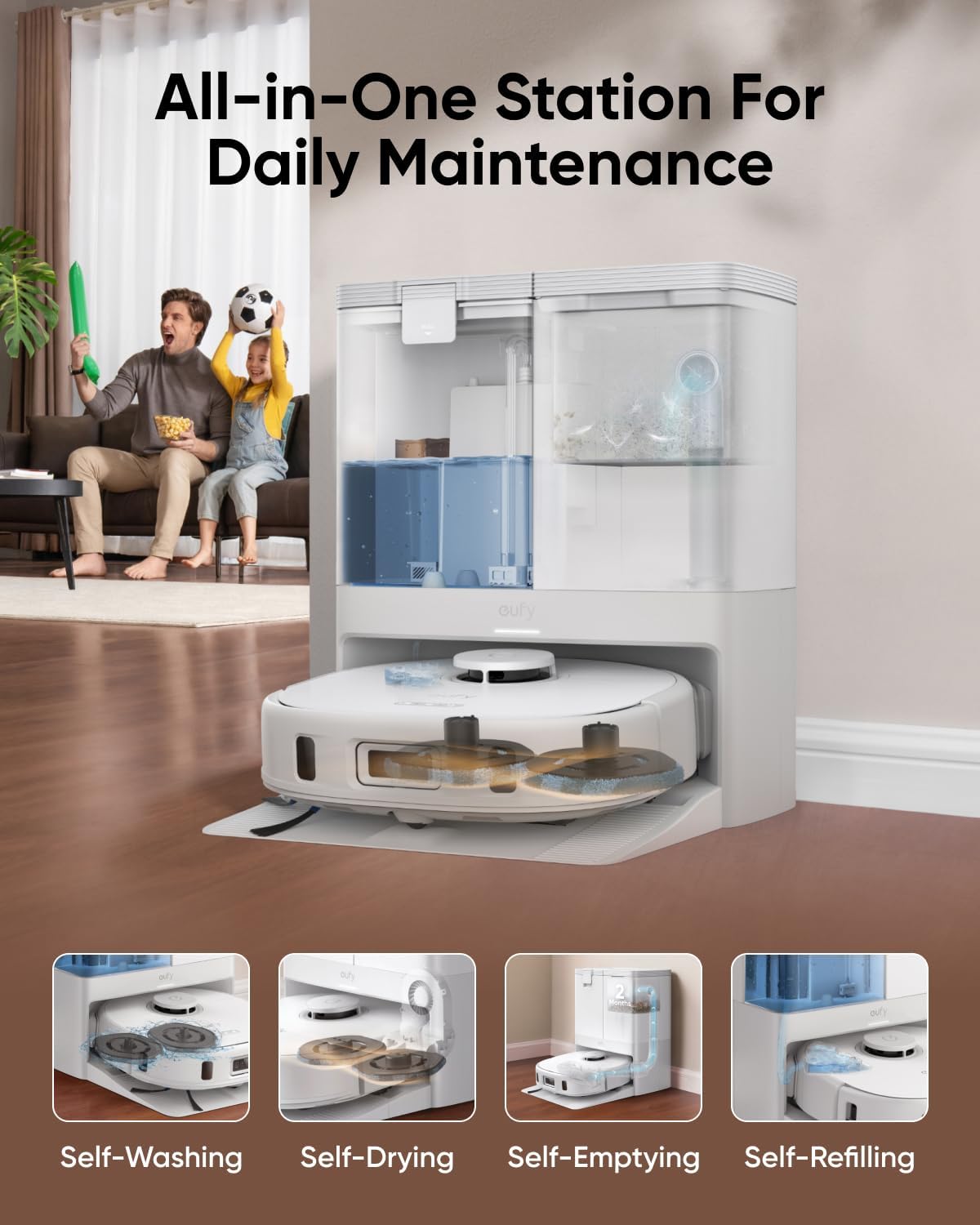 eufy X10 Pro Omni Robot Vacuum White + Hard Floor Cleaning Solution*2