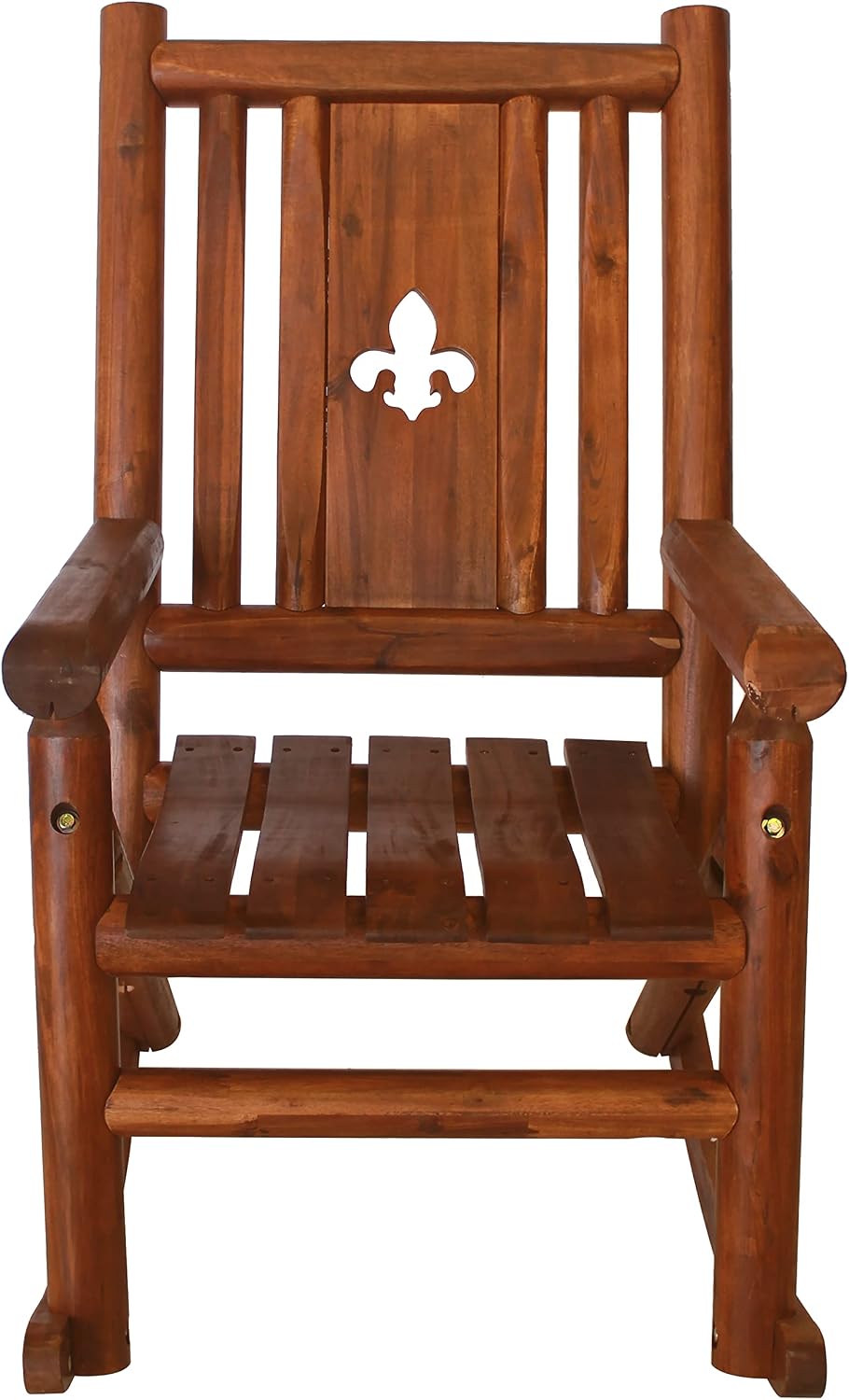 Leigh Country Amberlog Single Rocker with Fleur-De-Lis Cutout