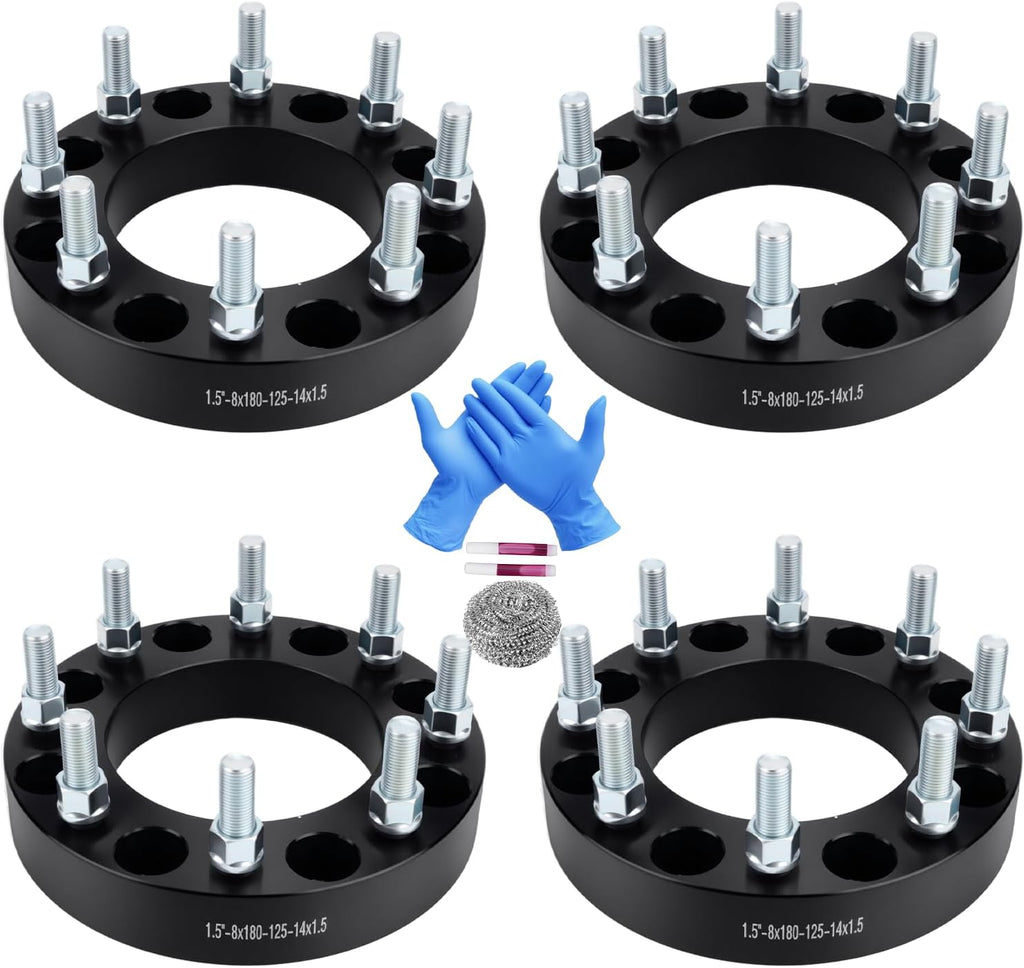 8x180mm Wheel Spacers 1.5 inch 125mm Hub Bore M14x1.5 Studs Aluminum CNC Wheel Adapters 4pcs Car Wheel Accessories Parts Fit for Silverado Sierra 2500HD 3500HD 2011-2019