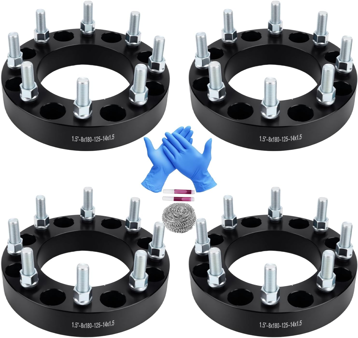 8x180mm Wheel Spacers 1.5 inch 125mm Hub Bore M14x1.5 Studs Aluminum CNC Wheel Adapters 4pcs Car Wheel Accessories Parts Fit for Silverado Sierra 2500HD 3500HD 2011-2019