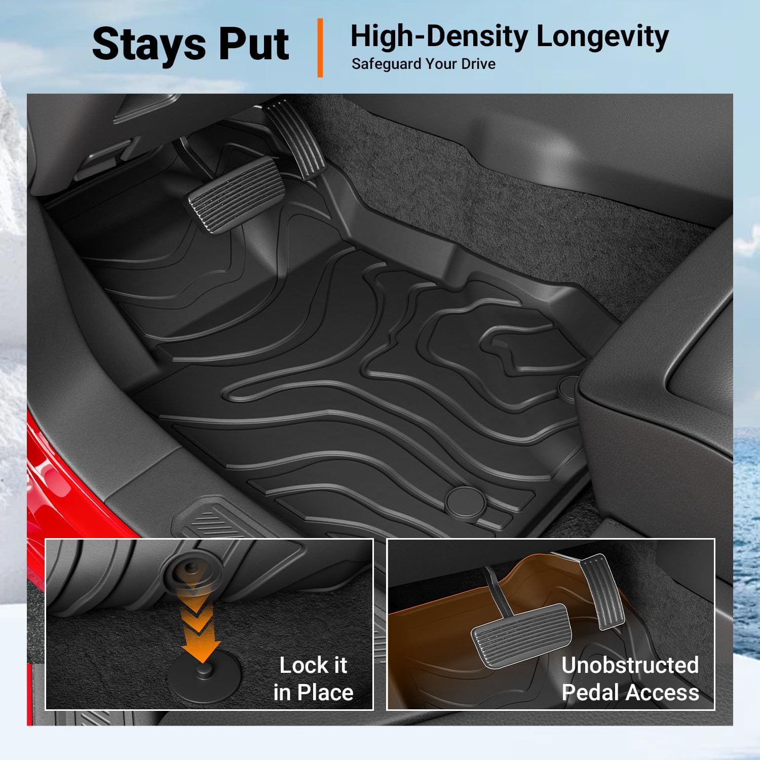 powoq 4 Door Floor Mats Compatible with 2021-2026 Ford Bronco Cargo Mat Floor Liner Back Seat Protector TPE Replacement for 2021-2026 Ford Bronco Accessories (Trunk Mat+Backrest Mat+Floor Mats)