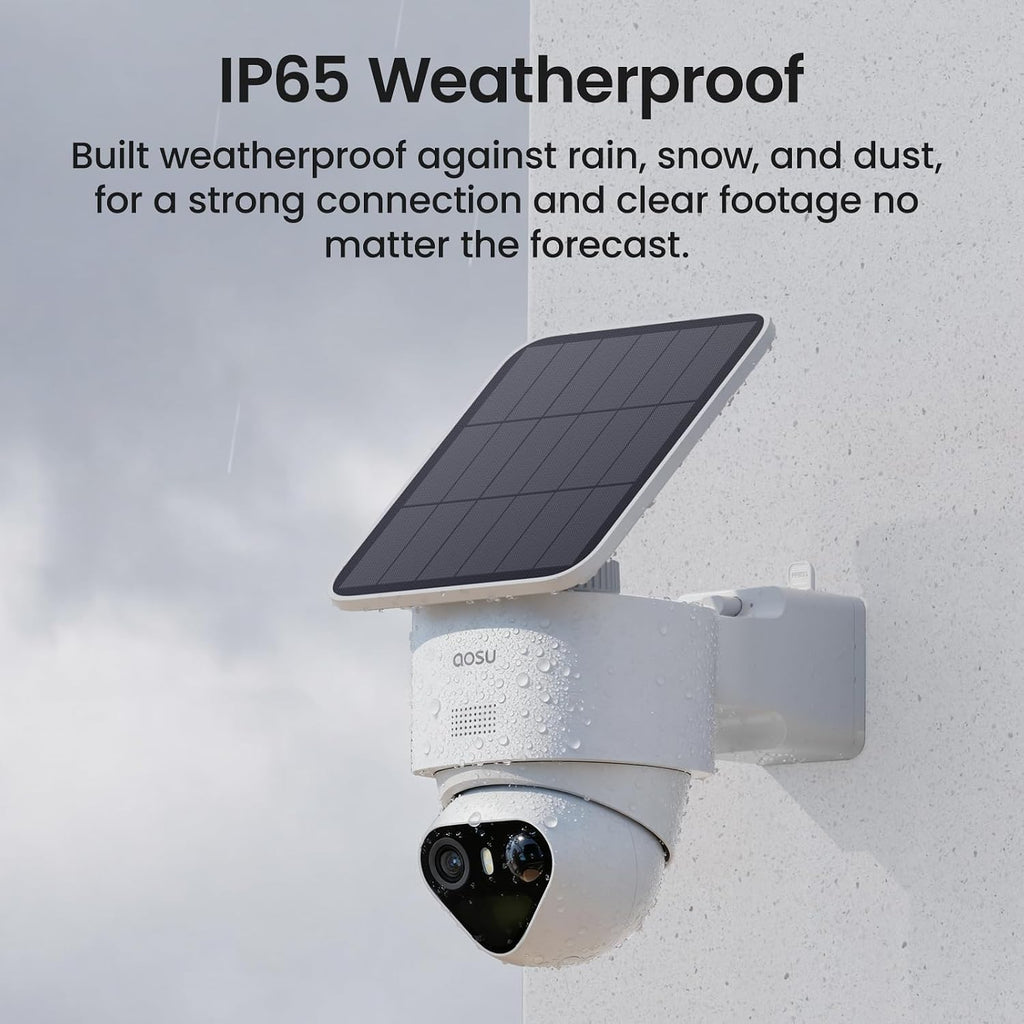 aosu T2 Ultra 4K Security Cameras Wireless Outdoor, TrueColor Night Vision, AI Triple Detection, 360° Auto Tracking, Solar Powered WiFi Camera for Home Security, 1Pack