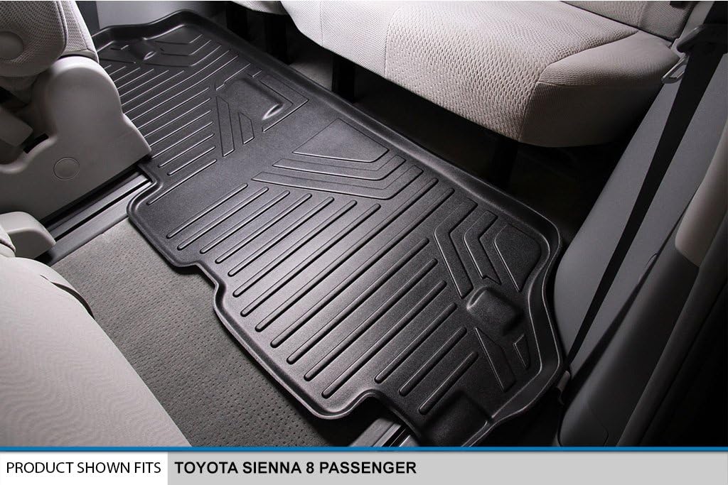 SMARTLINER Custom Floor Mats 3 Rows and Cargo Liner Behind 3rd Row Set for 2013-2020 Toyota Sienna