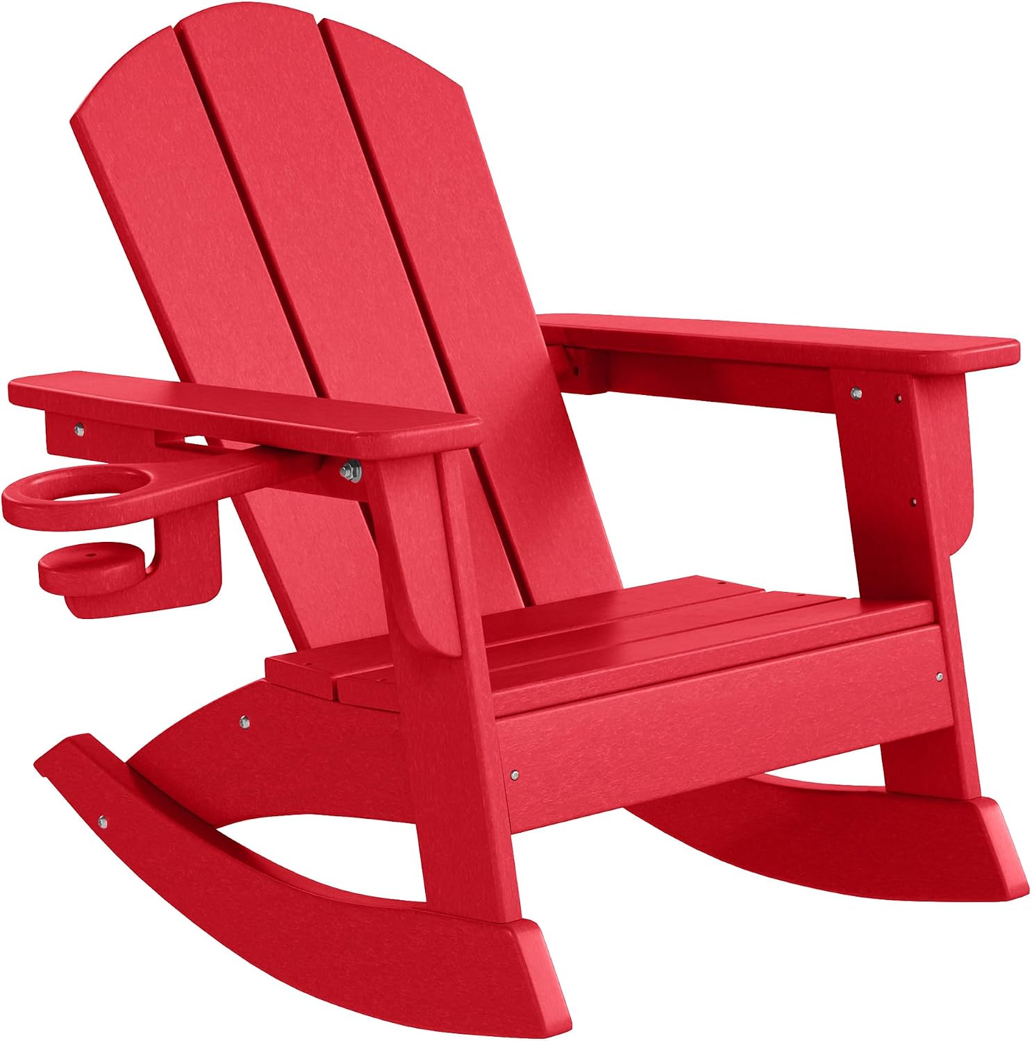 WestinTrends Malibu Outdoor HDPE Plastic Preschool Toddler Classic Adirondack Rocking Chairs (Set of 2), Red