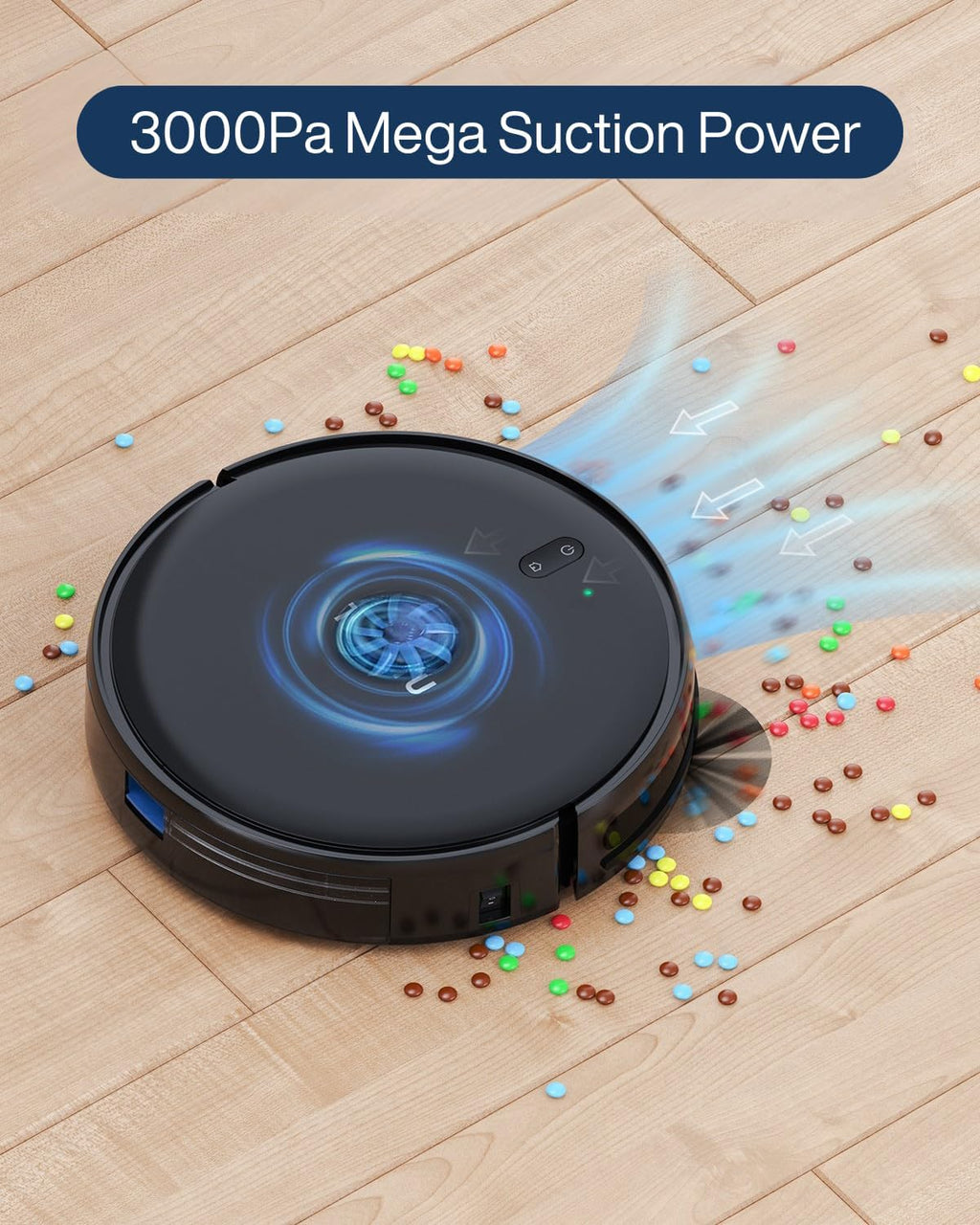 Robot Vacuum Cleaner, Super Thin, Powerful Suction Vacuum Robot, Self-Charging Robotic Vacuum Cleaner, Cleans Hard Floors to Low-Pile Carpets, Black