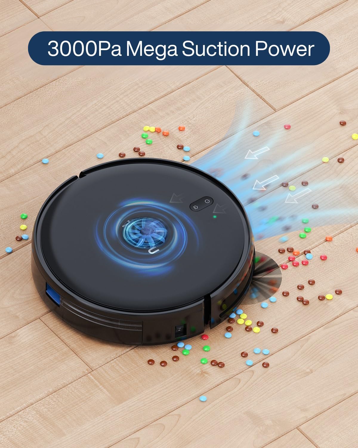 Robot Vacuum Cleaner, Super Thin, Powerful Suction Vacuum Robot, Self-Charging Robotic Vacuum Cleaner, Cleans Hard Floors to Low-Pile Carpets, Black