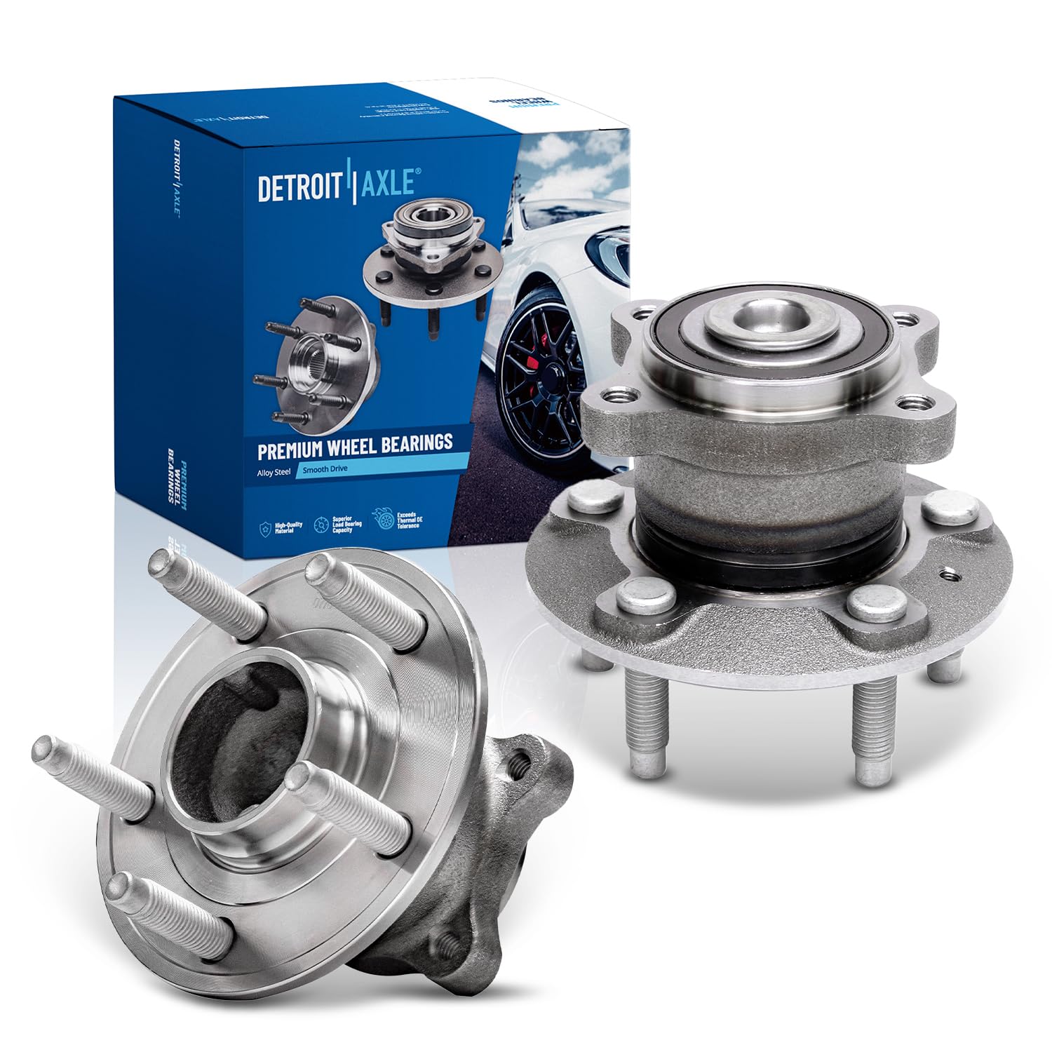 Detroit Axle - FWD Rear Wheel Bearing Hubs for 2012-2015 Chevrolet Sonic Trax Buick Encore 2013 2014 Replacement Wheel Bearings Hub Assembly Set, Pair Hub Assemblies Bearings