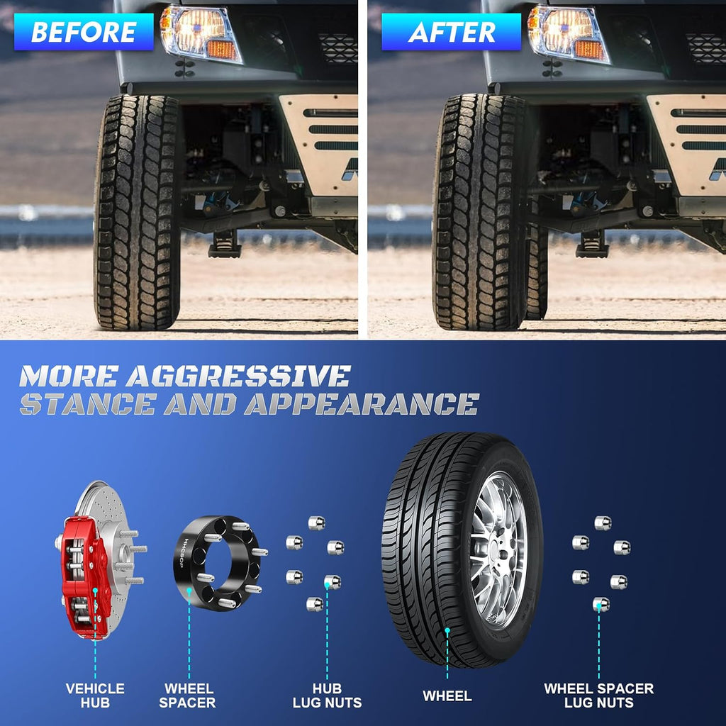 6x5.5 to 6x5.5 Wheel Spacers 2 inch Fits for 1999-2025 Chevy Silverado 1500 Tahoe GMC Sierra 1500 Forged 6 Lug 6x139.7mm Wheel Adapters M14x1.5 Hub Bore 108mm, Black 4PCS