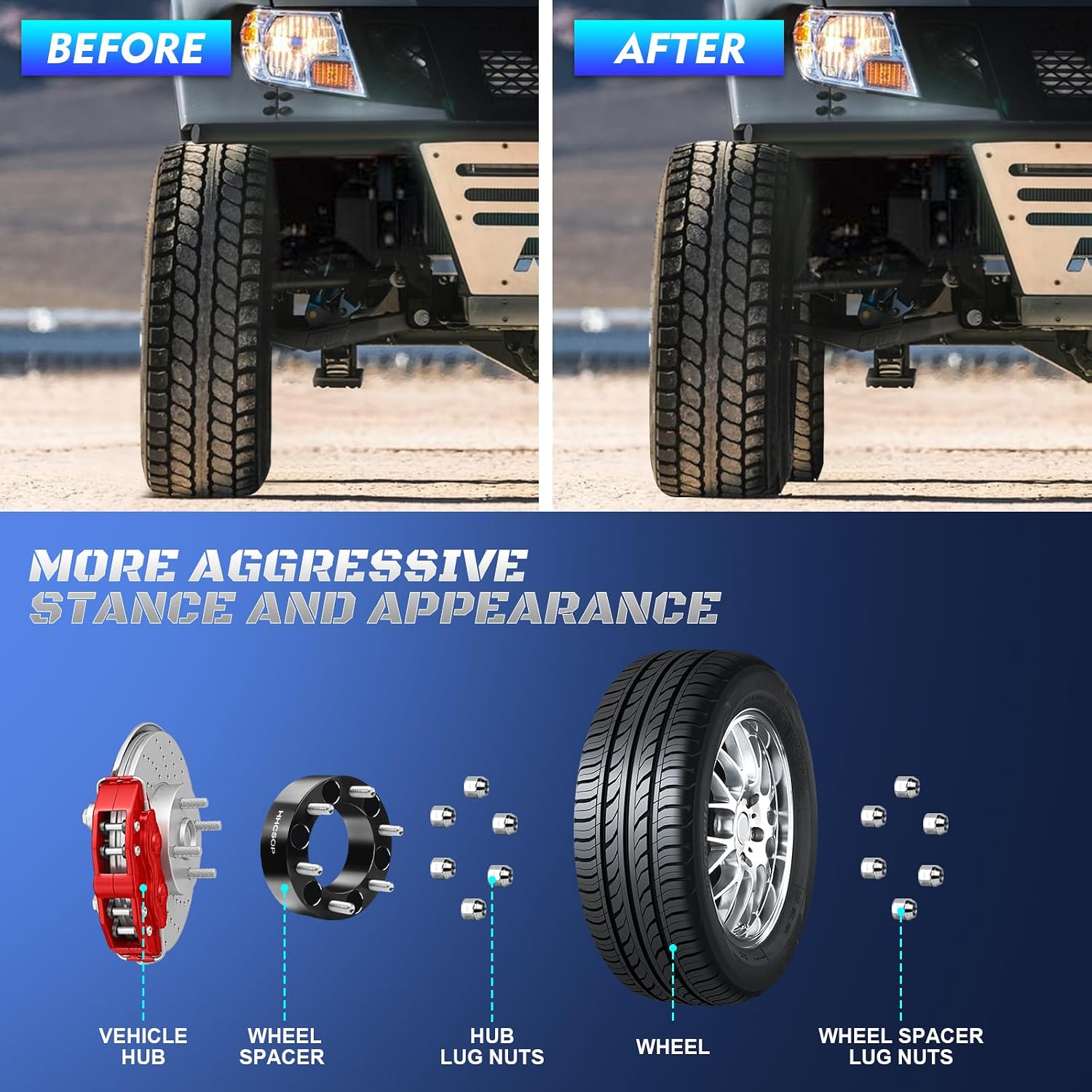 6x5.5 to 6x5.5 Wheel Spacers 2 inch Fits for 1999-2025 Chevy Silverado 1500 Tahoe GMC Sierra 1500 Forged 6 Lug 6x139.7mm Wheel Adapters M14x1.5 Hub Bore 108mm, Black 4PCS