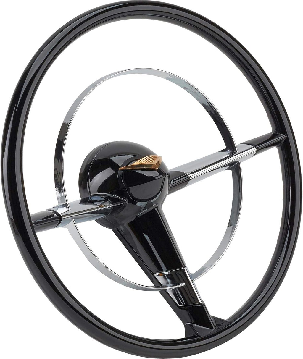 Speedway Motors 1955-56 Chevy Car 15' Steering Wheel, Easy Install, Fits Original Column & Components, Chrome Finish, Enhanced Interior Space, Black Finish (Paintable), Ideal for Driver Projects