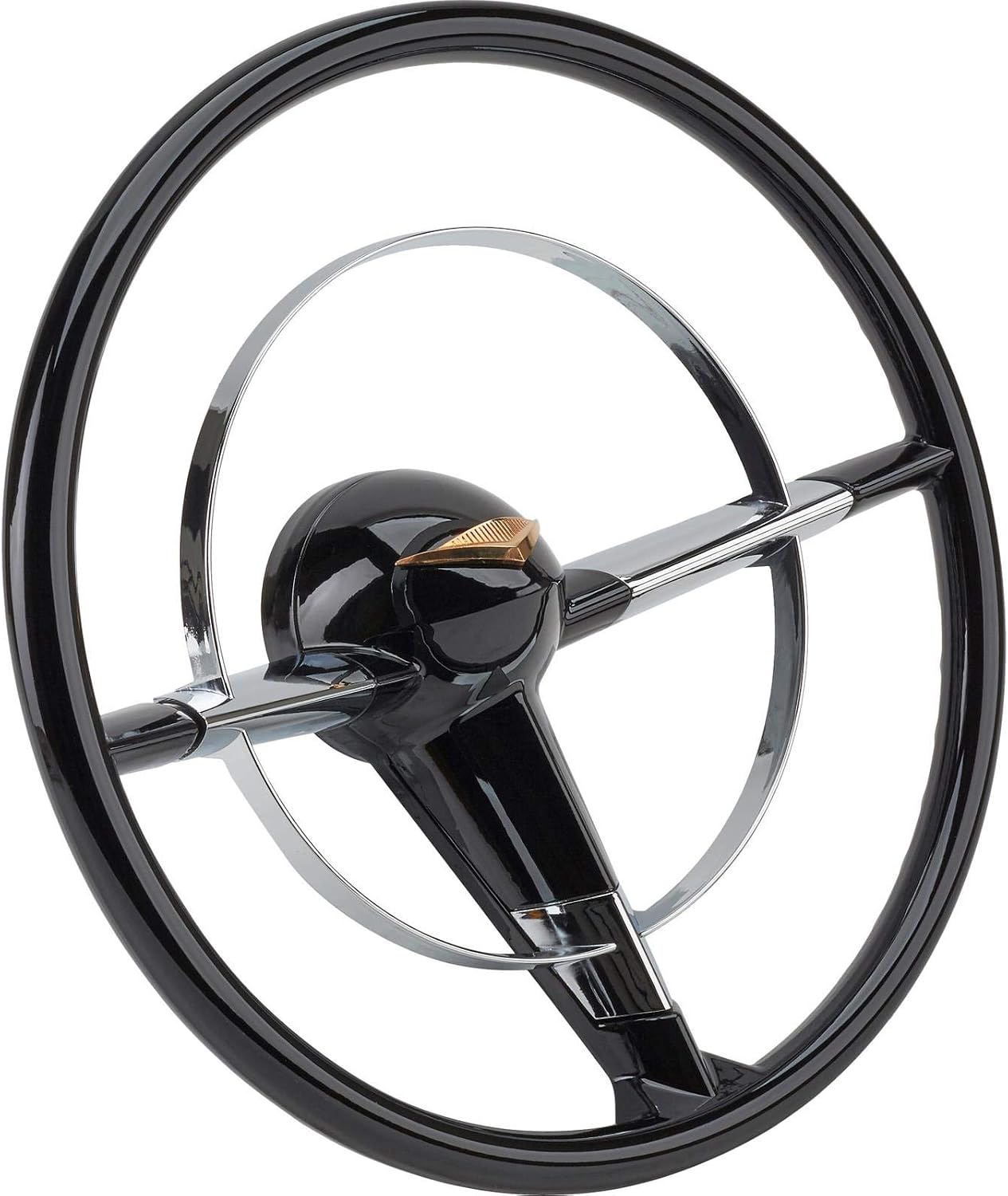 Speedway Motors 1955-56 Chevy Car 15' Steering Wheel, Easy Install, Fits Original Column & Components, Chrome Finish, Enhanced Interior Space, Black Finish (Paintable), Ideal for Driver Projects