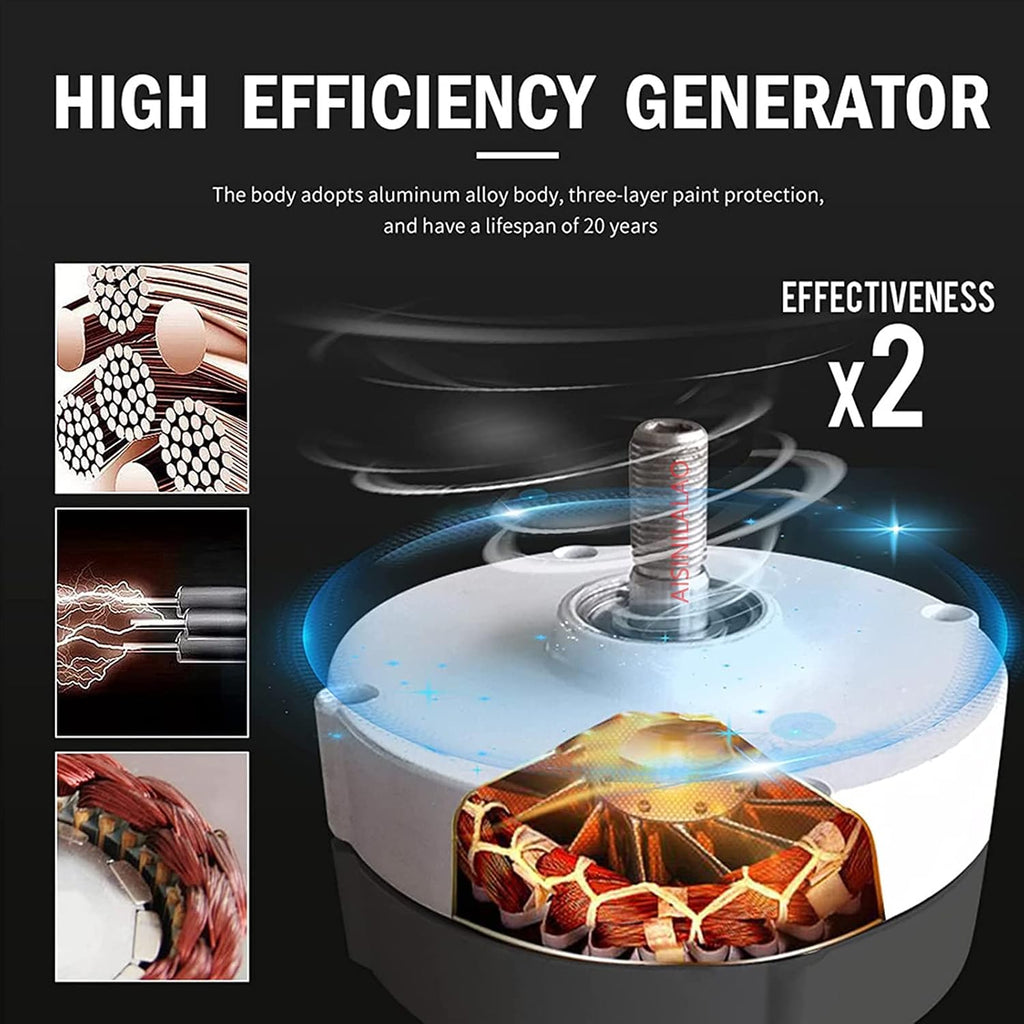 1000W Vertical Wind Turbine Wind Generator, 3 Blades 12V 24V 48V No Noise Wind Turbine Generator with MPPT Controller for Home Ship(220V)