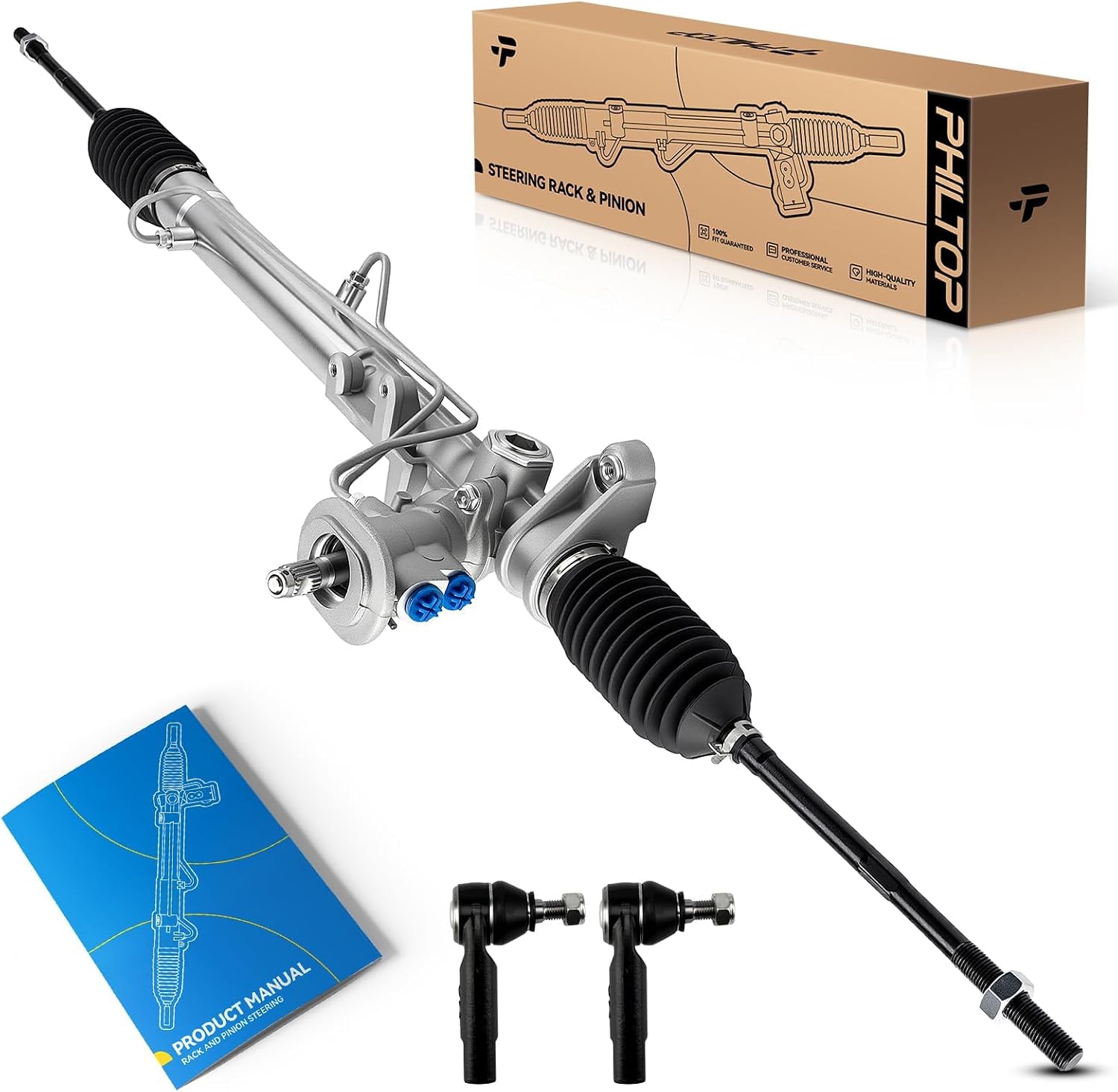 PHILTOP Hydraulic Power Steering Rack & Pinion Kit for 2000-2005 Jetta, 1998-2010 Beetle, 2000-2006 Golf, with Outer Tie Rod Ends, Replace# 26-9008
