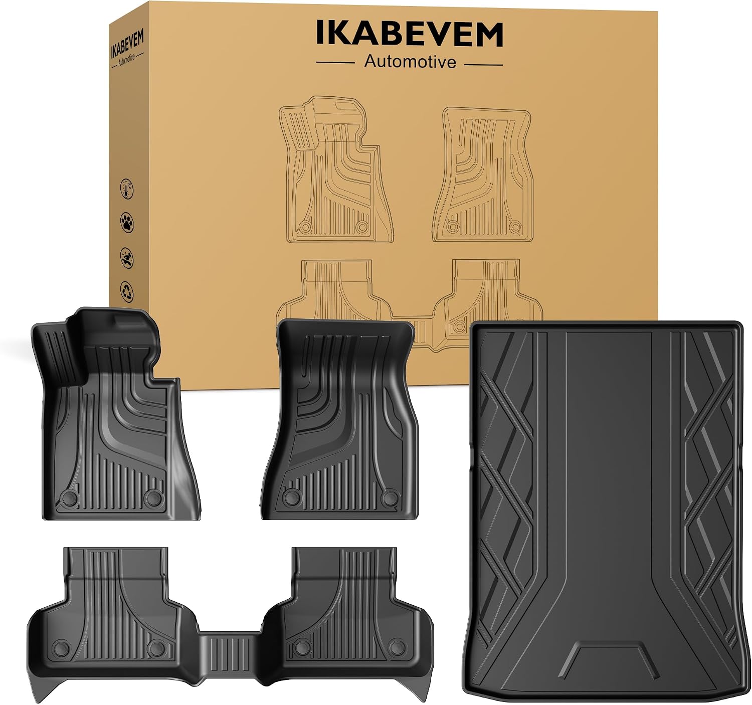 Floor Mats & Cargo Mat for 2017-2023 BMW 5 Series G30 (Without Spare Tire Compartment) - All Weather Custom Fit Car Floor Liners for M5(F90) 530i 540i 540d M550i (Not for G31/530e/Touring/Wagon)