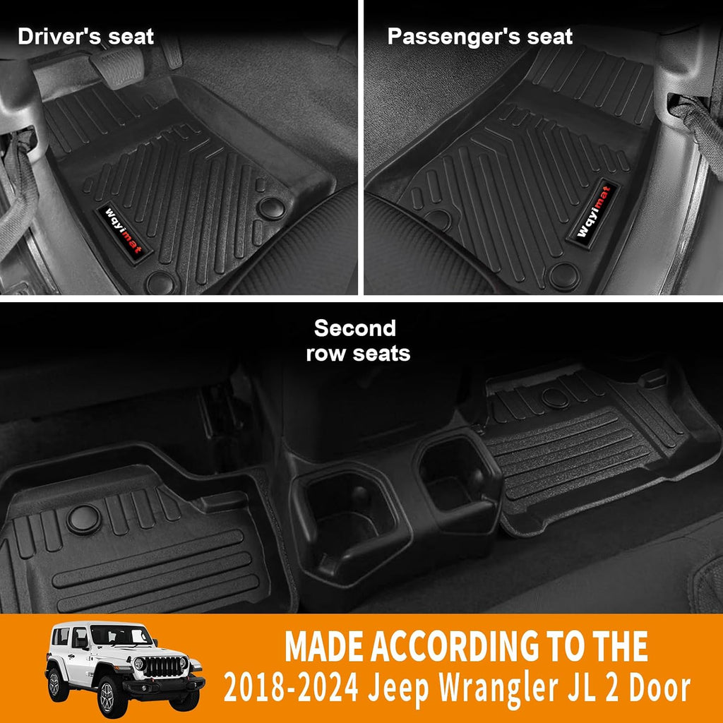 All Weather Floor Mats and Cargo Liner for 2018-2025 2026 Jeep Wrangler JL 2 Door Accessories TPE Rubber Mat Black (for 2018-2026 Jeep Wrangler JL 2 Door)