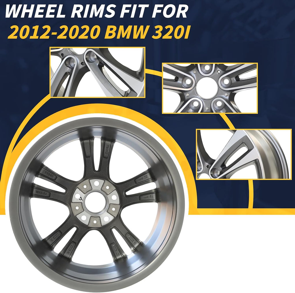 18' X 8' Wheel Rim Fits for BMW 3 Series 4 Series OEM Design Wheel 18' 18x8 Machined Grey 2012-2020 Single Replacement Rim